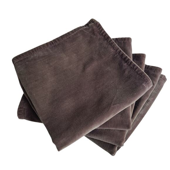 Set of 4 Pottery Barn Brown Velvet Pillow Covers 21in x 21in Square Cotton Blend - Picture 1 of 5
